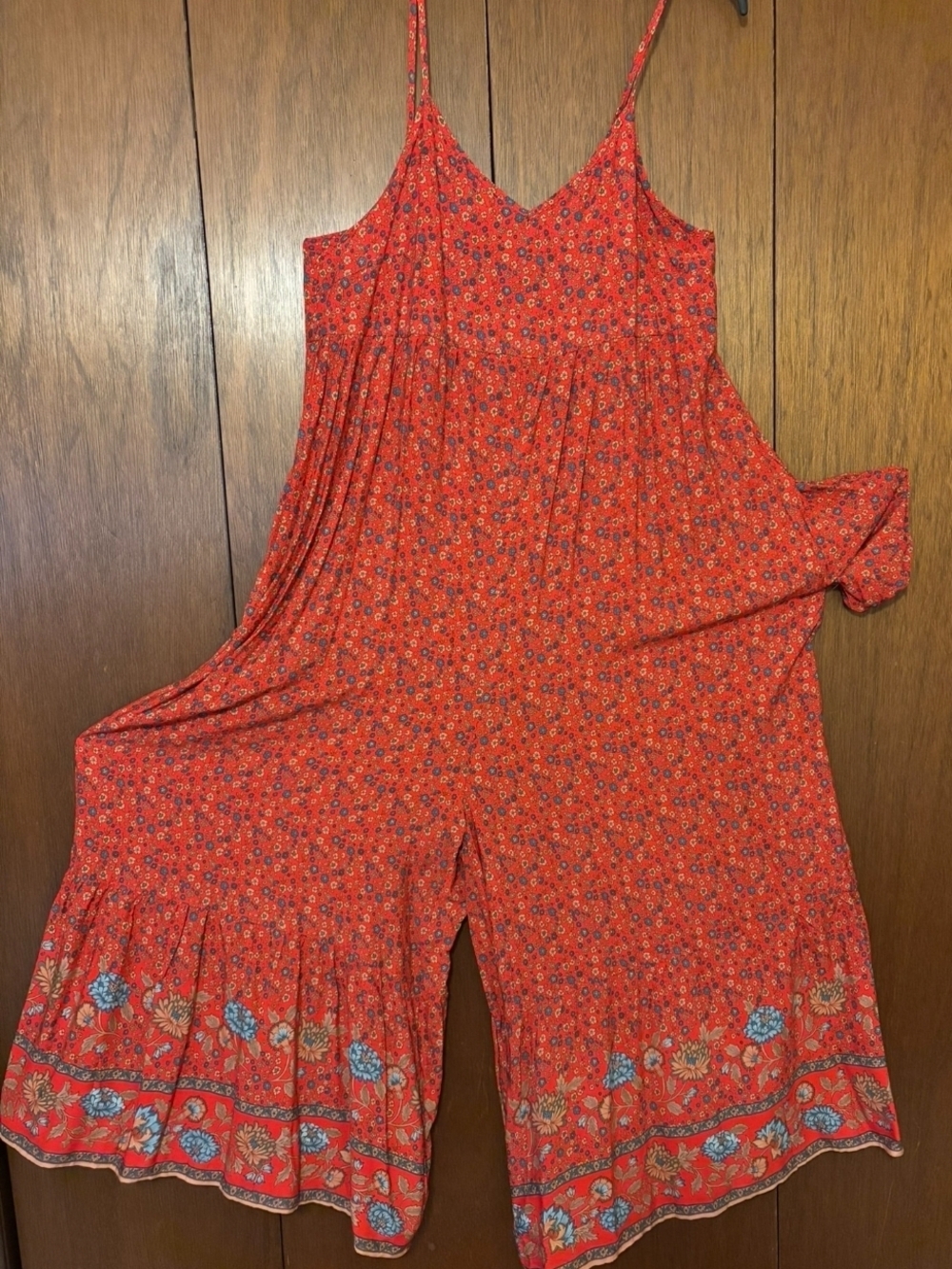 Nwt NATURAL LIFE Red Floral Wide-Leg Spaghetti-Strap Jumpsuit